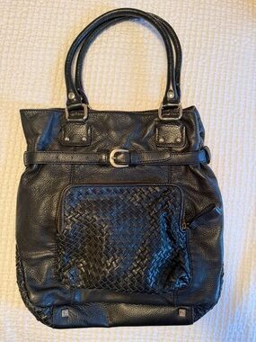 Elliott Lucca Black Woven-Front Tote